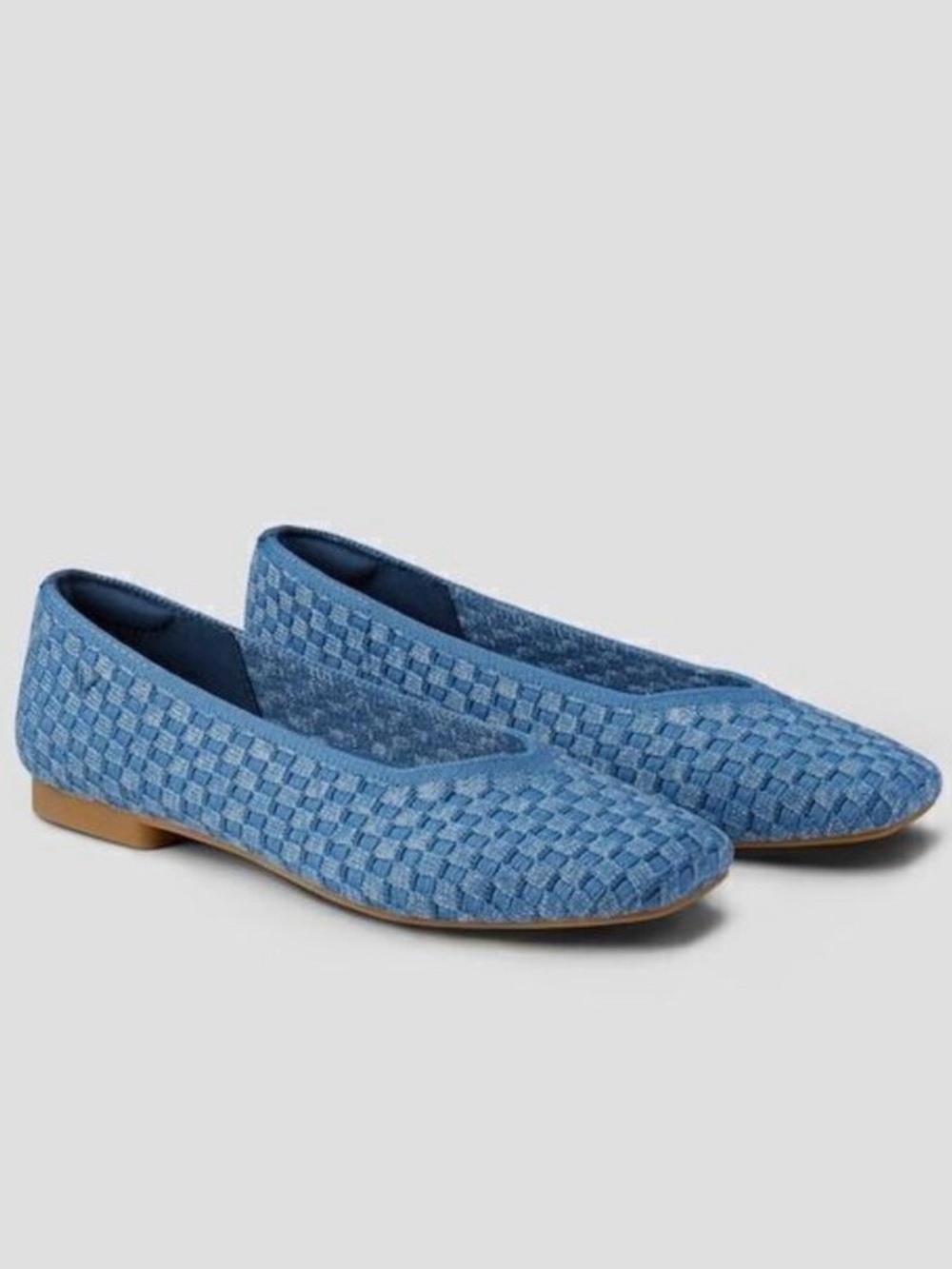 Vivaia Margot 2.0 Flats Square Toe V Cut Blue Check